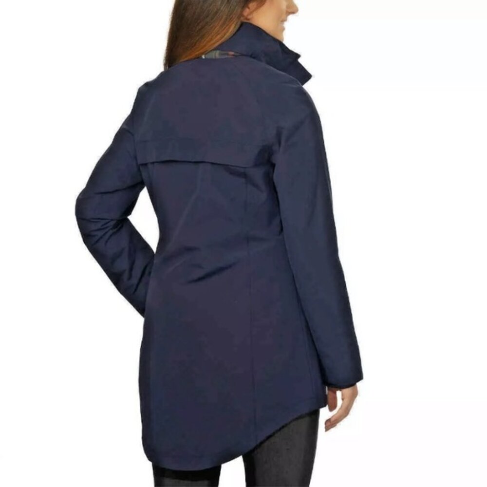 Pendleton Navy Blue Plaid Lined Hooded Rain Coat Jacket - Picture 3 of 16